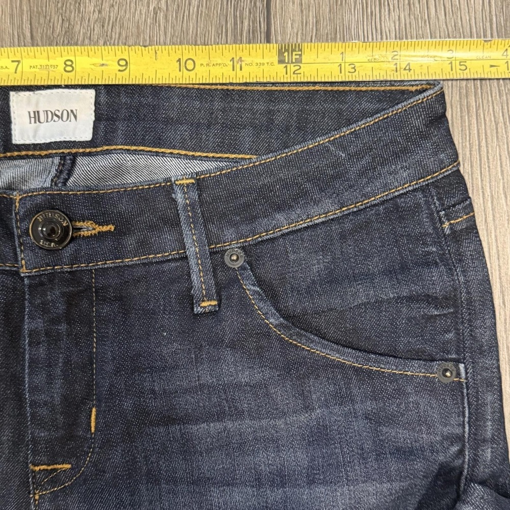 Hudson Carly Straight Leg Jeans Dark‎ Wash Blue 27 Flap Pocket Designer Denim - Picture 9 of 14